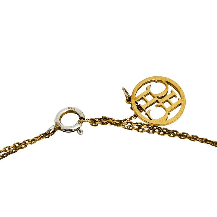 مملوكة مسبقًا CH Carolina Herrera Crystal Faux Pearl Gold Tone Layered Necklace