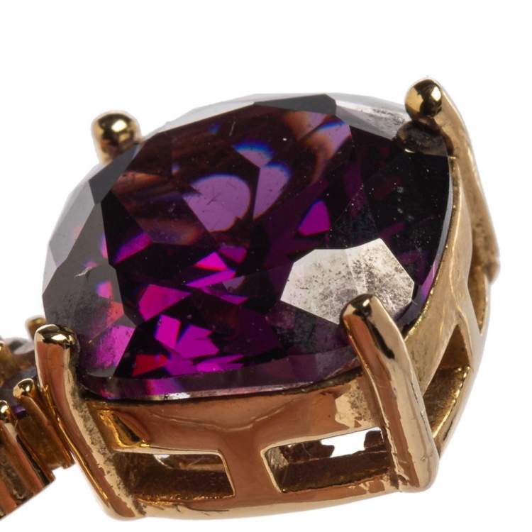 Pre Owned CH Carolina Herrera Multicolor Crystals Drop Earrings