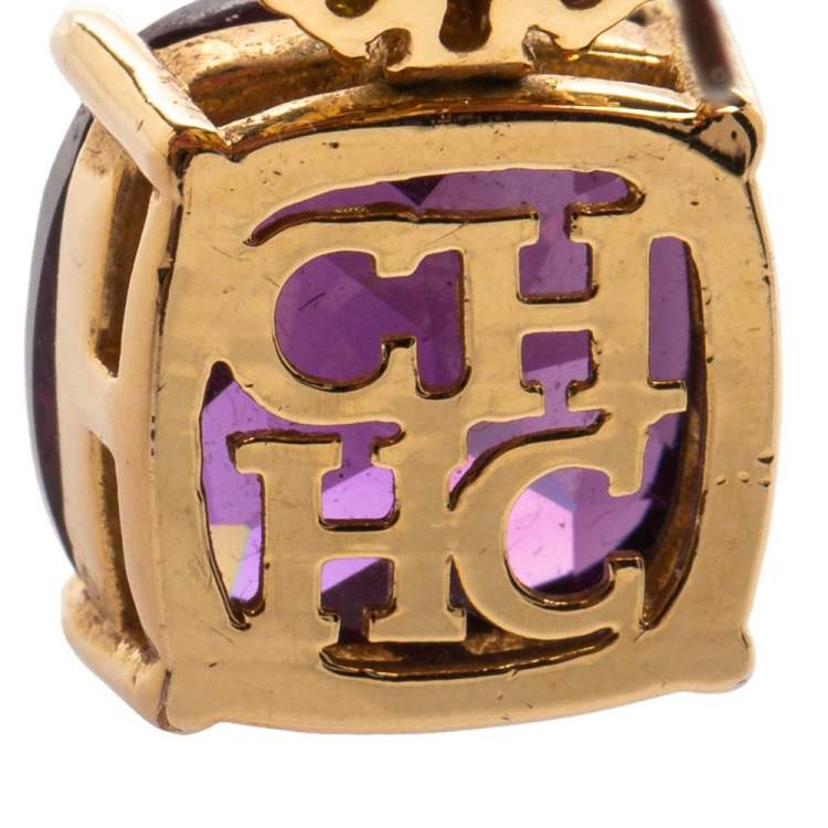 Pre Owned CH Carolina Herrera Multicolor Crystals Drop Earrings