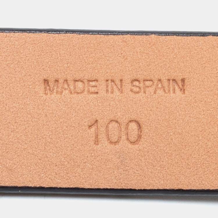 Pre Owned CH Carolina Herrera Black Leather CH Logo Slim Belt 100 CM