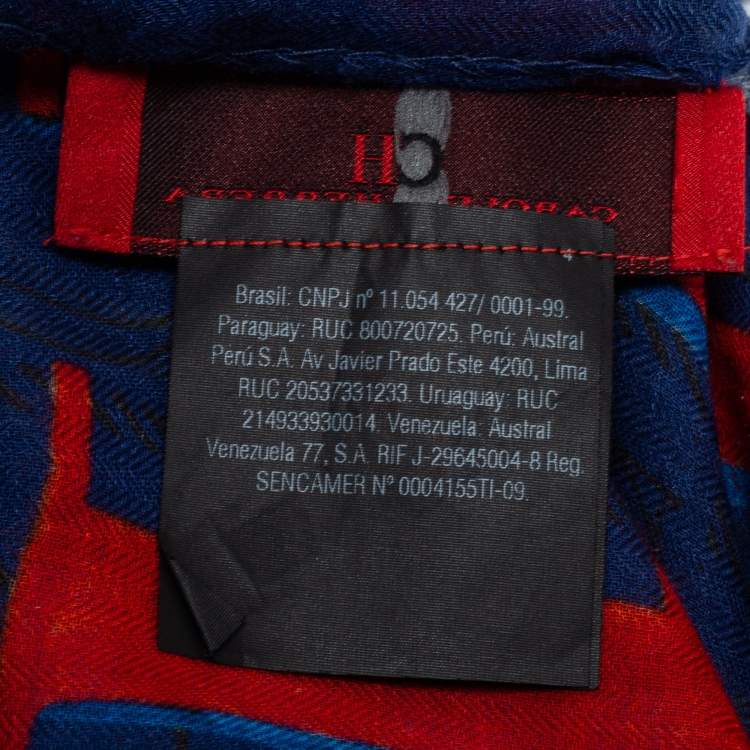 Pre Owned CH Carolina Herrera Multicolor Logo Print Modal and Cashmere Scarf