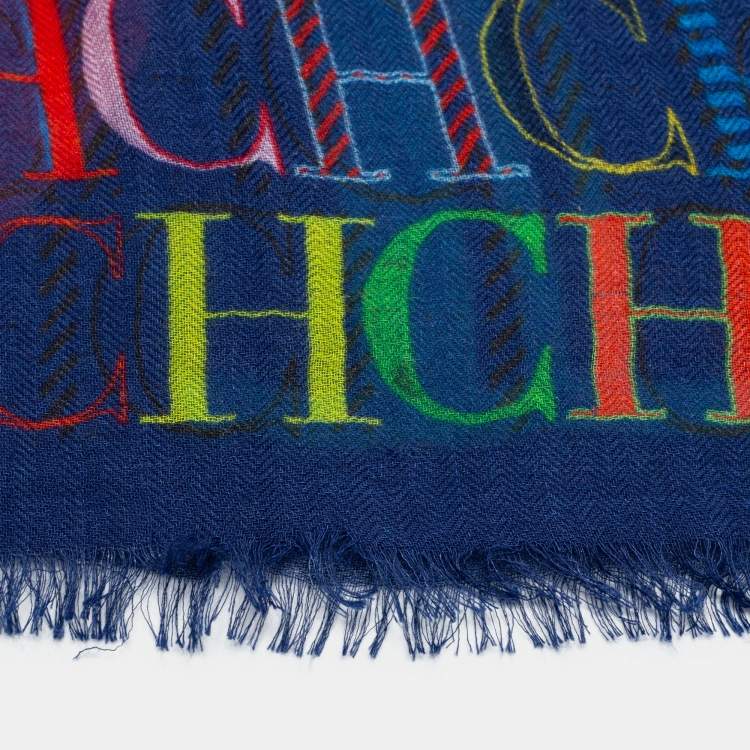 Pre Owned CH Carolina Herrera Multicolor Logo Print Modal and Cashmere Scarf
