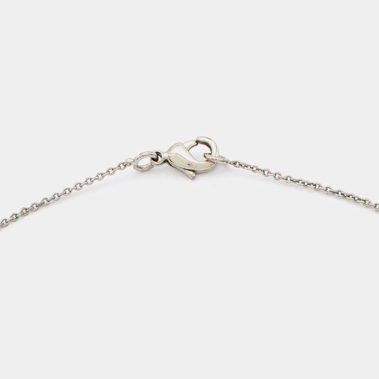 Pre Owned CH Carolina Herrera Silver Tone Logo Pendant  Necklace