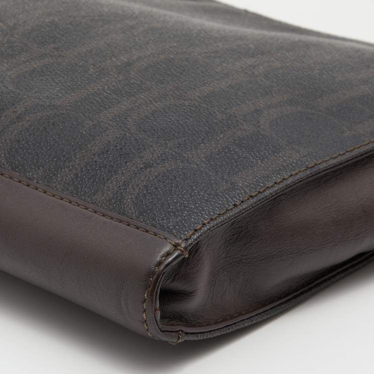 Pre Owned CH Carolina Herrera Brown Monogram Coated Canvas Document Holder