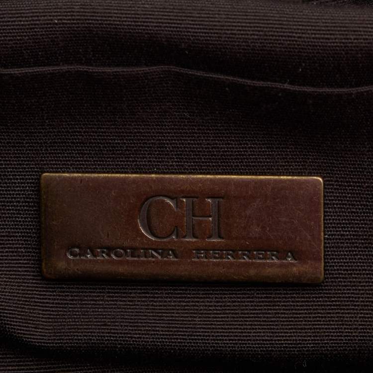Pre Owned CH Carolina Herrera Black/Brown Monogram Coated Canvas Cosmetic Pouch