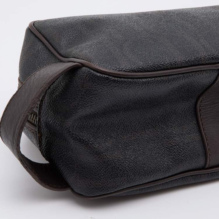 Pre Owned CH Carolina Herrera Black/Brown Monogram Coated Canvas Cosmetic Pouch