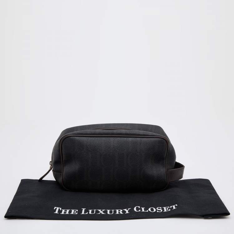 Pre Owned CH Carolina Herrera Black/Brown Monogram Coated Canvas Cosmetic Pouch