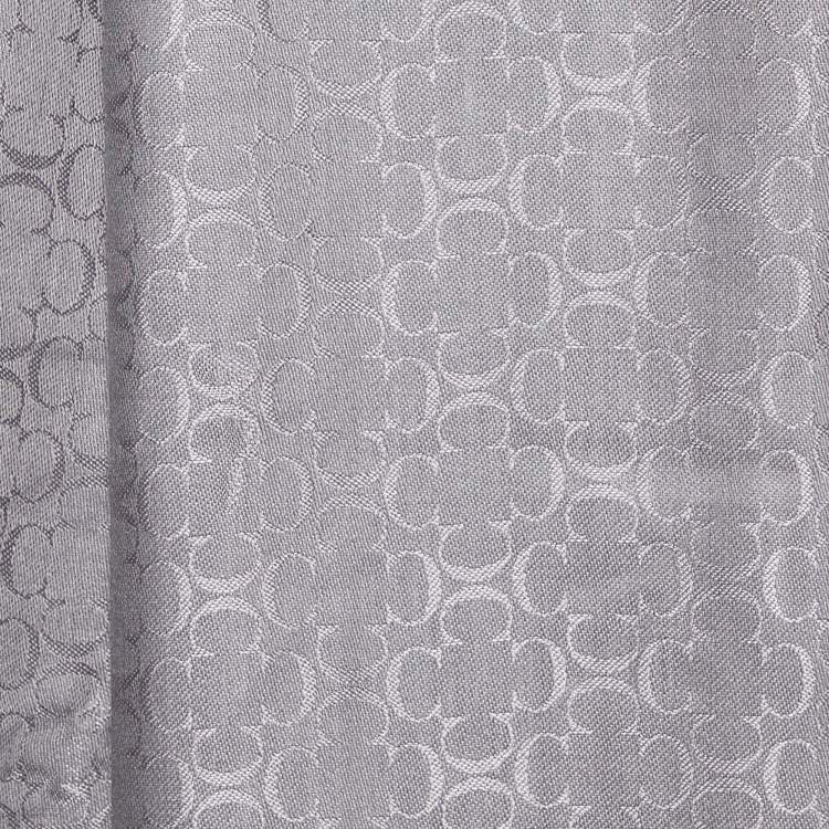 Pre Owned CH Carolina Herrera grey Silk & Wool Rosette Insignia Shawl
