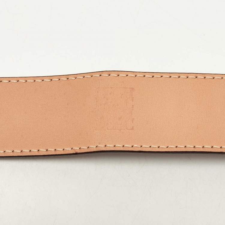 Pre Owned CH Carolina Herrera Midnight Blue Logo Buckle Leather Belt 80cm