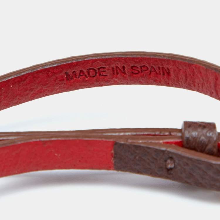 Pre Owned CH Carolina Herrera Brown Leather Double Wrap Bracelet
