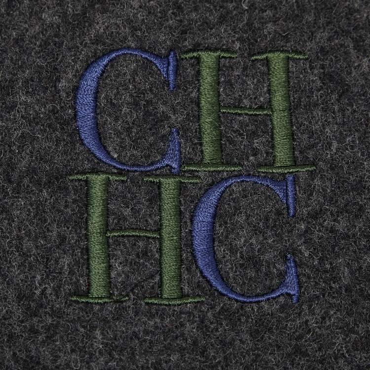 Pre Owned CH Carolina Herrera Charcoal Grey Wool Fringed Scarf
