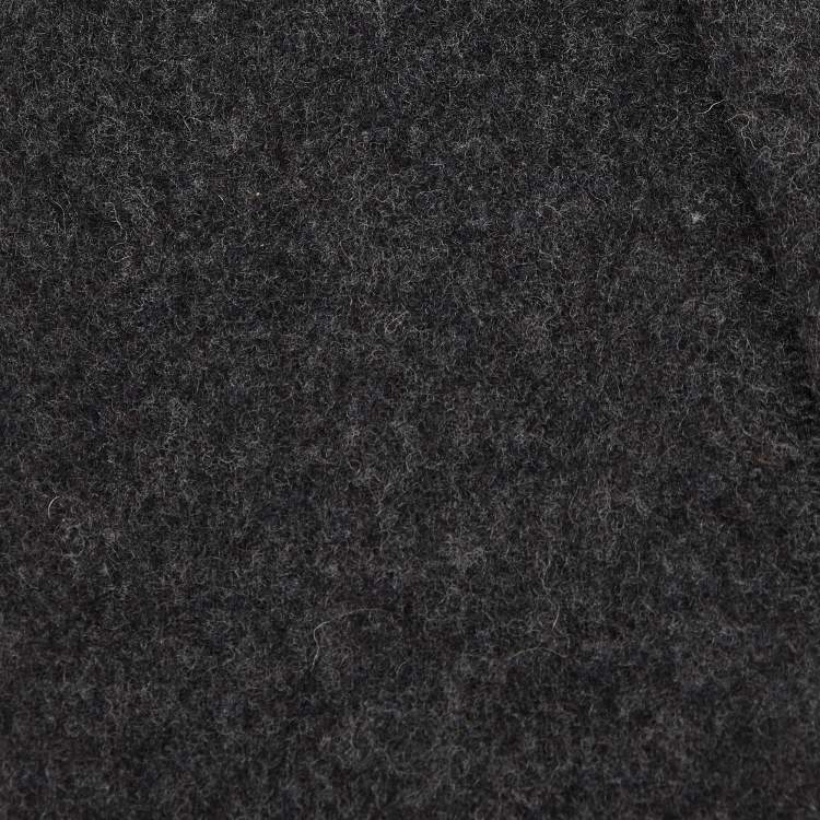 Pre Owned CH Carolina Herrera Charcoal Grey Wool Fringed Scarf