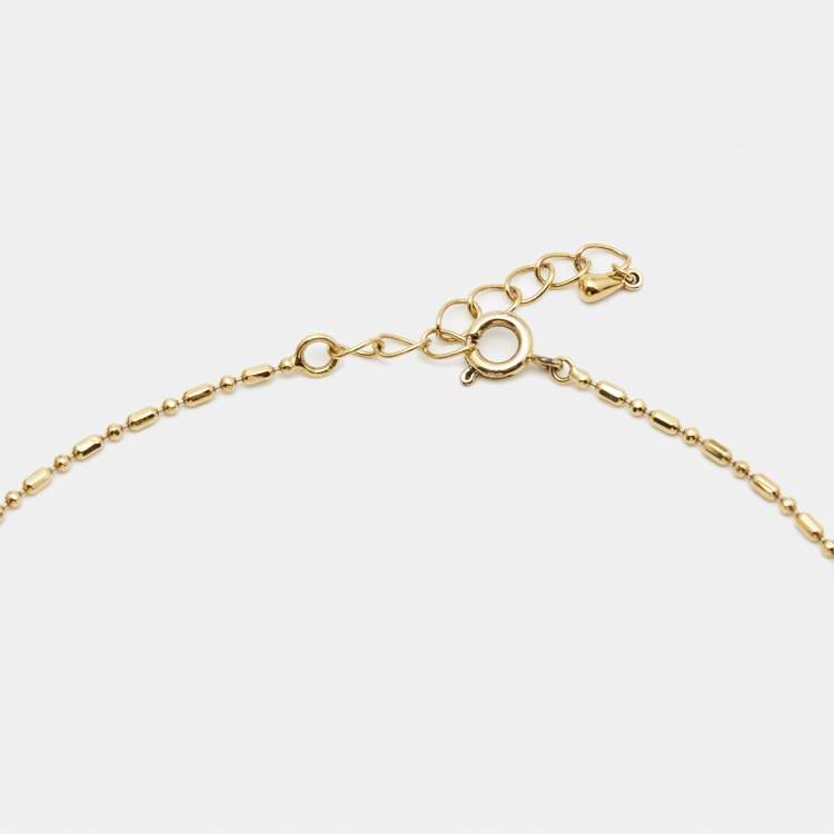 Pre Owned CH Carolina Herrera CH Faux Pearl Gold Tone Earrings and Necklace