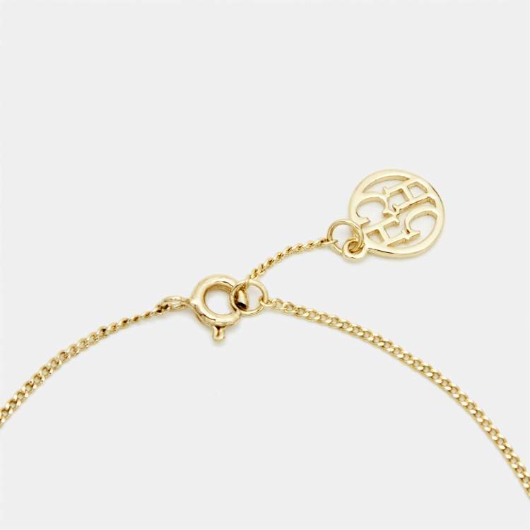 Pre Owned  Carolina Herrera CH Faux Pearl Gold Tone Bracelet
