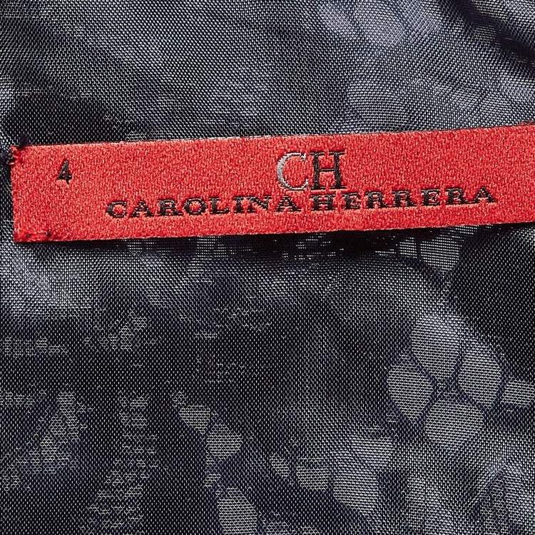 Pre Owned CH Carolina Herrera Blue Lace and Crepe Peplum Top S