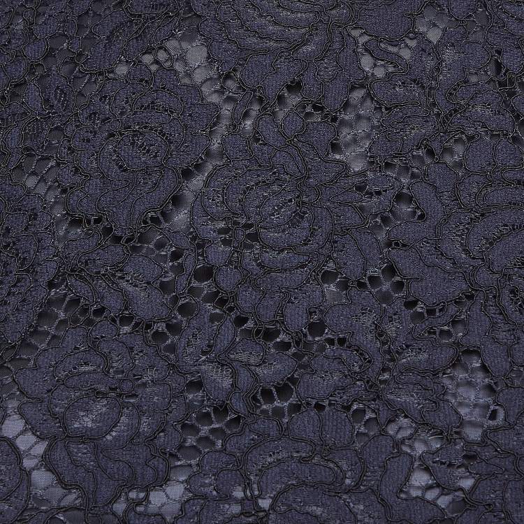 Pre Owned CH Carolina Herrera Blue Lace and Crepe Peplum Top S