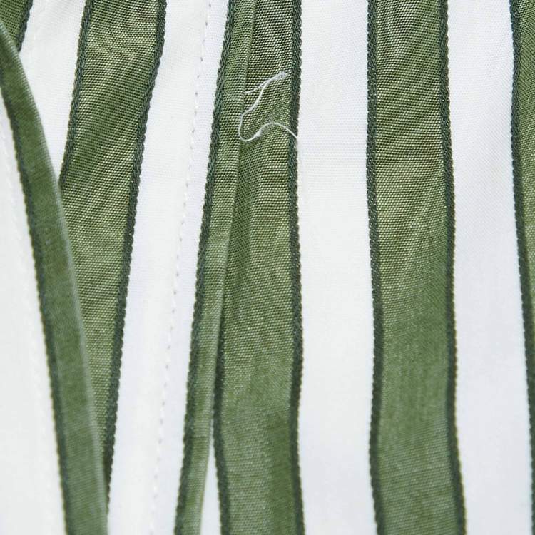 Pre Owned CH Carolina Herrera Green Striped Cotton Button Front Shirt L