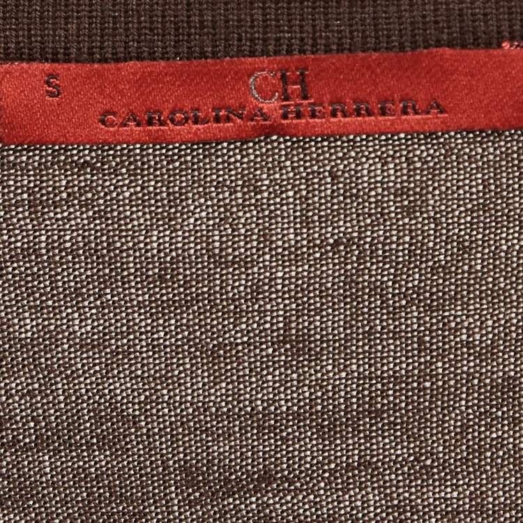 Pre Owned CH Carolina Herrera Brown Knit Buttoned Cardigan S