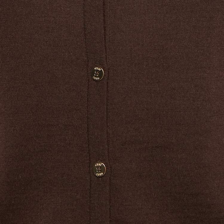 Pre Owned CH Carolina Herrera Brown Knit Buttoned Cardigan S