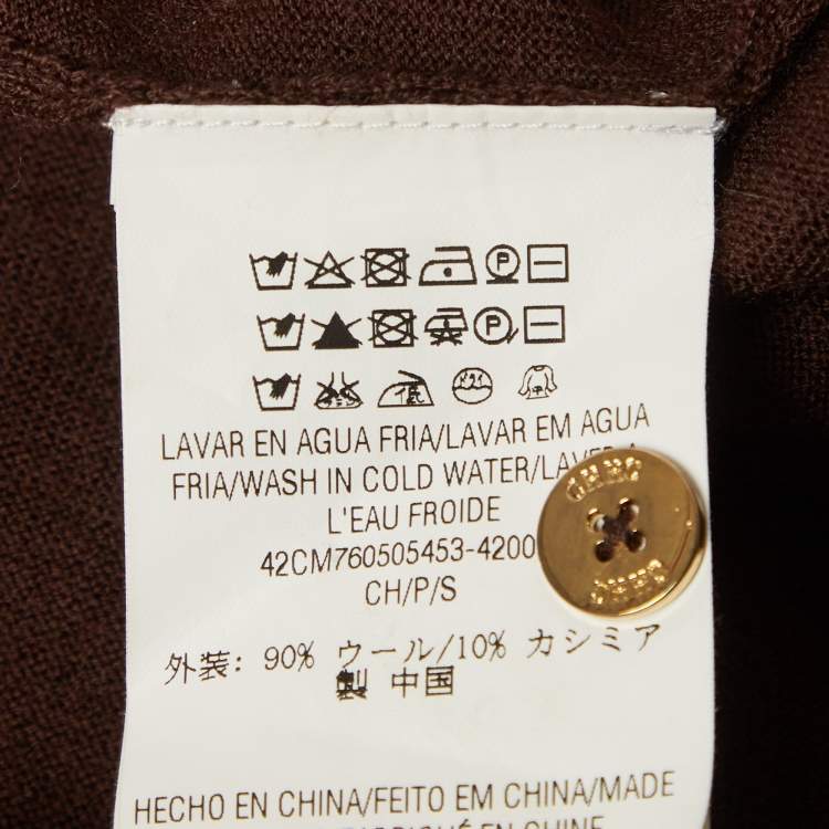 Pre Owned CH Carolina Herrera Brown Knit Buttoned Cardigan S