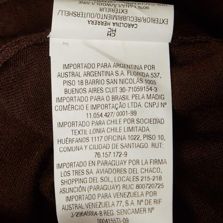 Pre Owned CH Carolina Herrera Brown Knit Buttoned Cardigan S