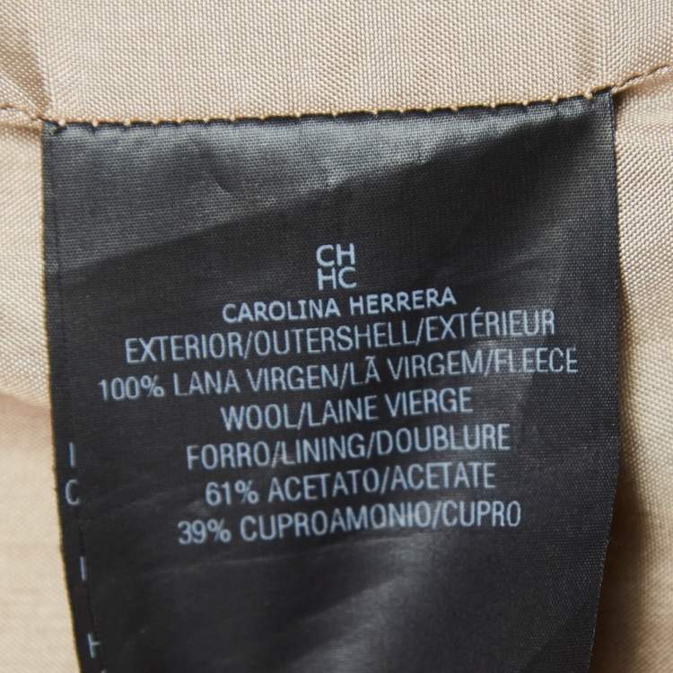 Pre Owned CH Carolina Herrera Beige Wool Cap Sleeve Sheath Dress L