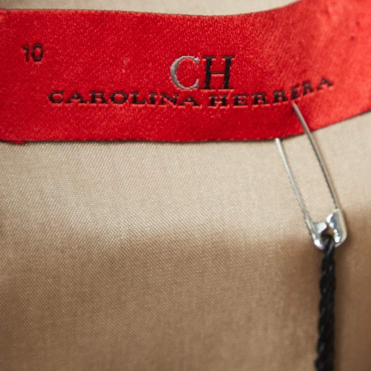 Pre Owned CH Carolina Herrera Beige Wool Cap Sleeve Sheath Dress L