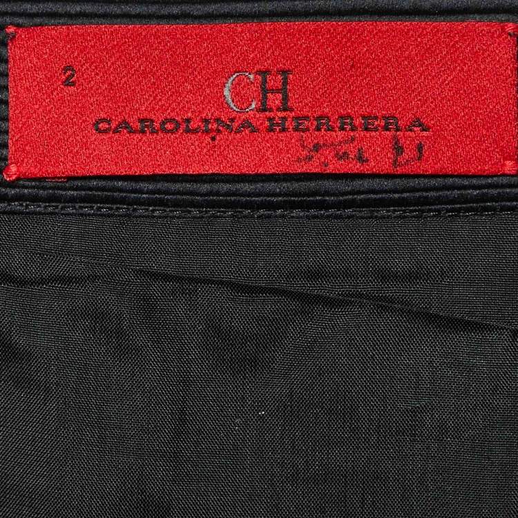 Pre Owned CH Carolina Herrera Black Ridged Cotton Blend Short Skirt S