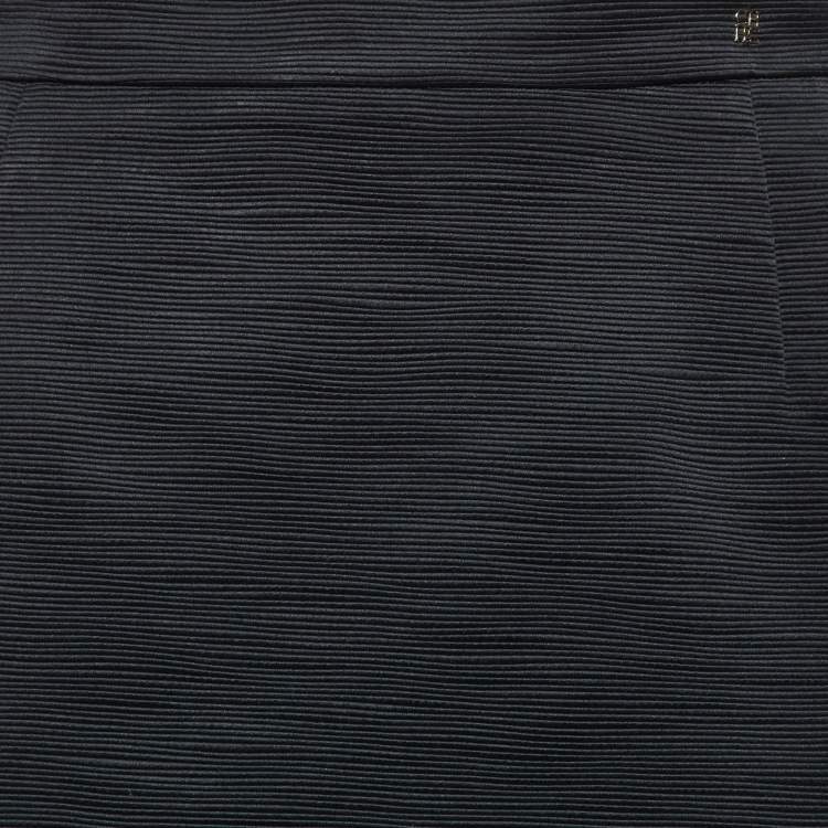 Pre Owned CH Carolina Herrera Black Ridged Cotton Blend Short Skirt S