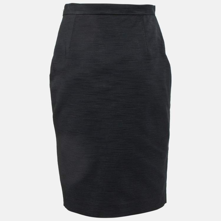 Pre Owned CH Carolina Herrera Black Ridged Cotton Blend Short Skirt S