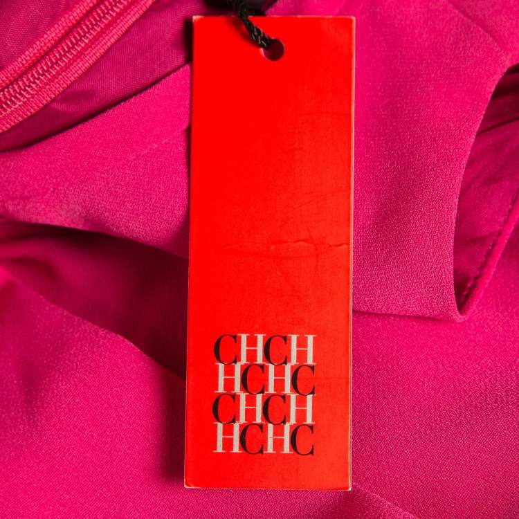 Pre Owned CH Carolina Herrera Pink Crepe Sleeveless Belted Maxi Dress S