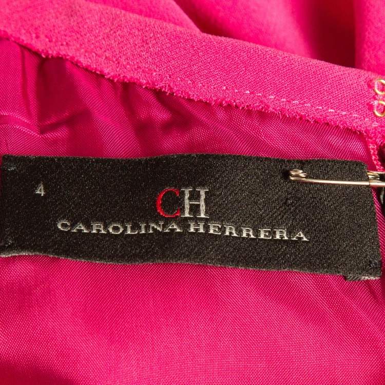 Pre Owned CH Carolina Herrera Pink Crepe Sleeveless Belted Maxi Dress S