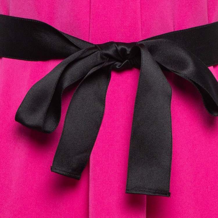 Pre Owned CH Carolina Herrera Pink Crepe Sleeveless Belted Maxi Dress S