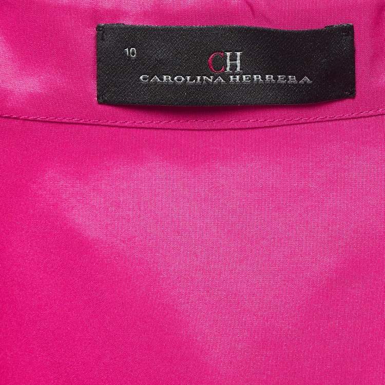 Pre Owned CH Carolina Herrera Pink Button Front Shirt L