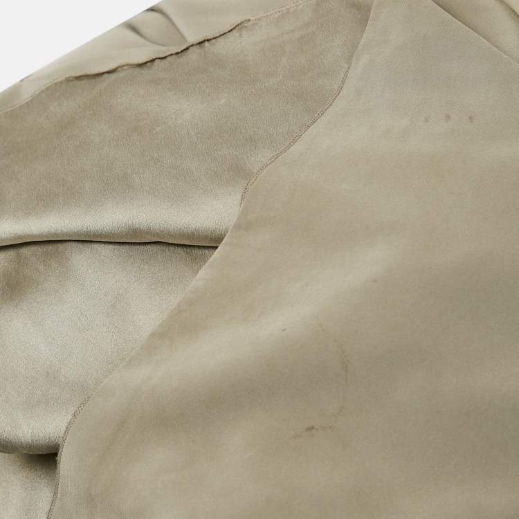 Pre Owned CH Carolina Herrera Grey Satin Silk Belted Kaftan Maxi Dress M