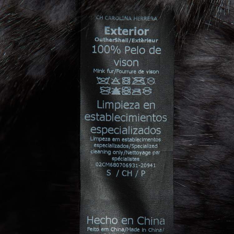 Pre Owned CH Carolina Herrera Grey Mink Fur Coat S