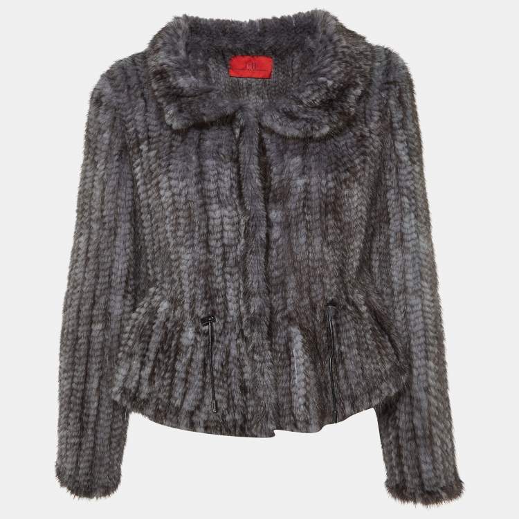 Pre Owned CH Carolina Herrera Grey Mink Fur Coat S