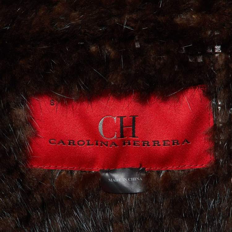 Pre Owned CH Carolina Herrera Brown Mink Fur Waistcoat S