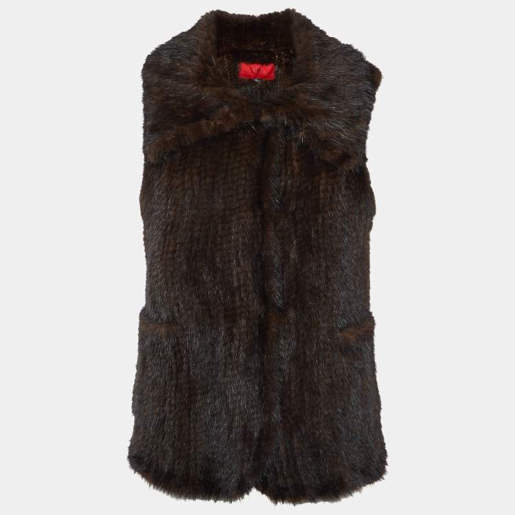 Pre Owned CH Carolina Herrera Brown Mink Fur Waistcoat S