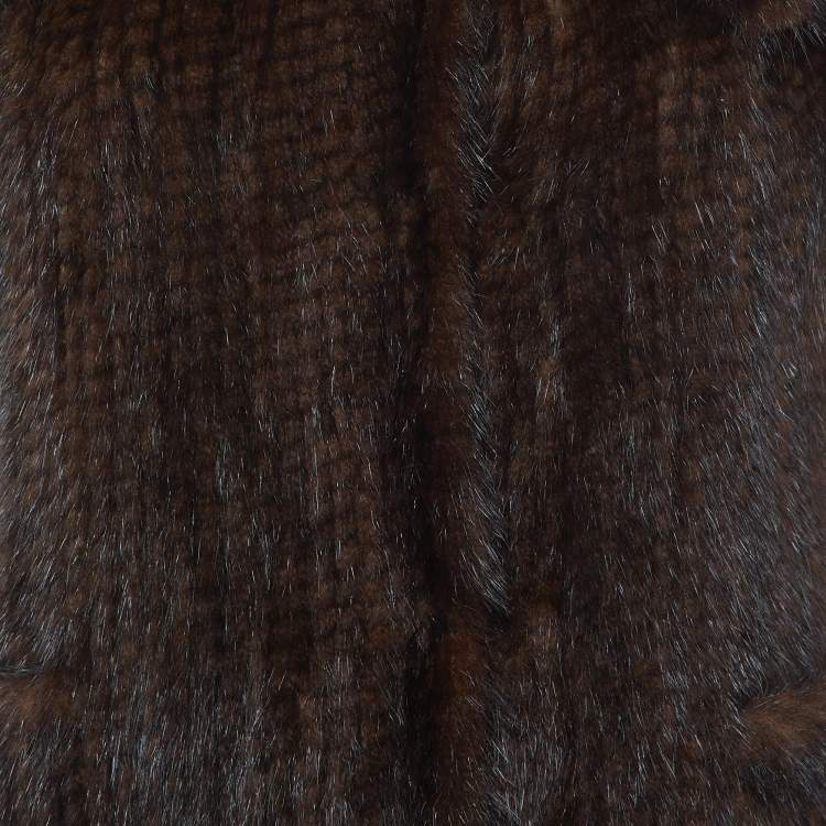 Pre Owned CH Carolina Herrera Brown Mink Fur Waistcoat S