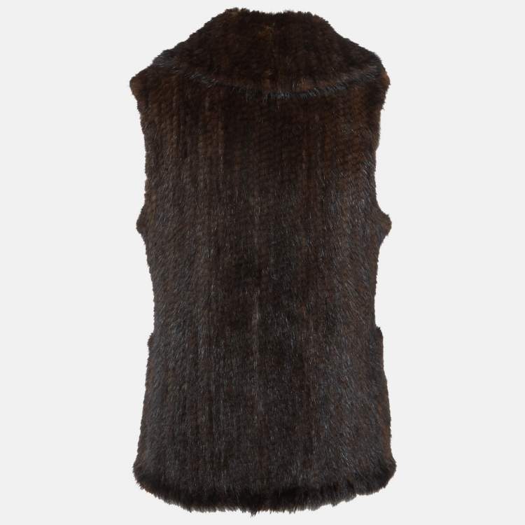 Pre Owned CH Carolina Herrera Brown Mink Fur Waistcoat S