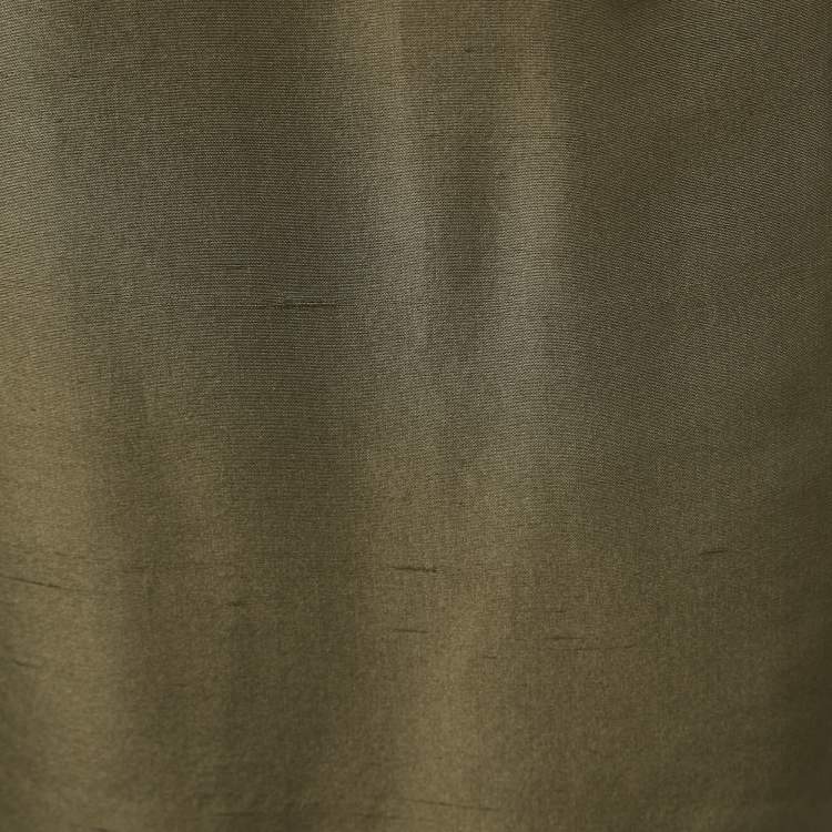 Pre Owned CH Carolina Herrera Olive Green Silk Front Buttoned Short Dress M