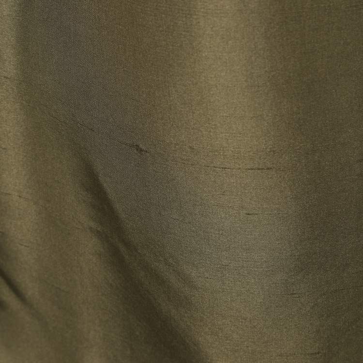Pre Owned CH Carolina Herrera Olive Green Silk Front Buttoned Short Dress M