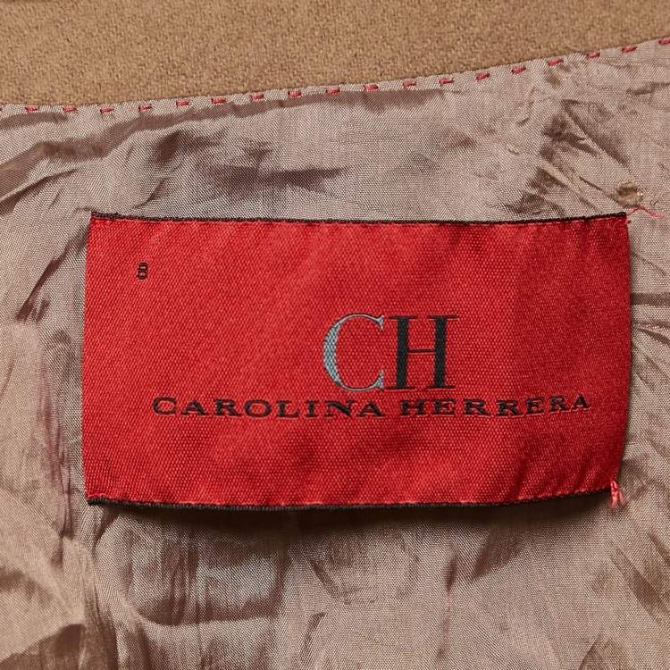 مملوكة مسبقًا CH Carolina Herrera Brown Logo Embroidered Wool Button Detail Blazer L