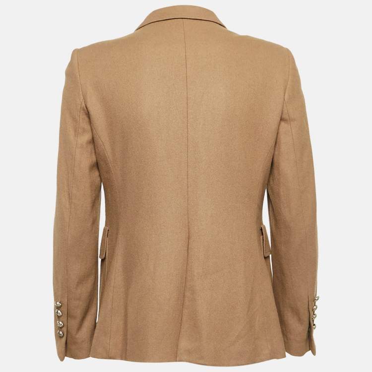 مملوكة مسبقًا CH Carolina Herrera Brown Logo Embroidered Wool Button Detail Blazer L