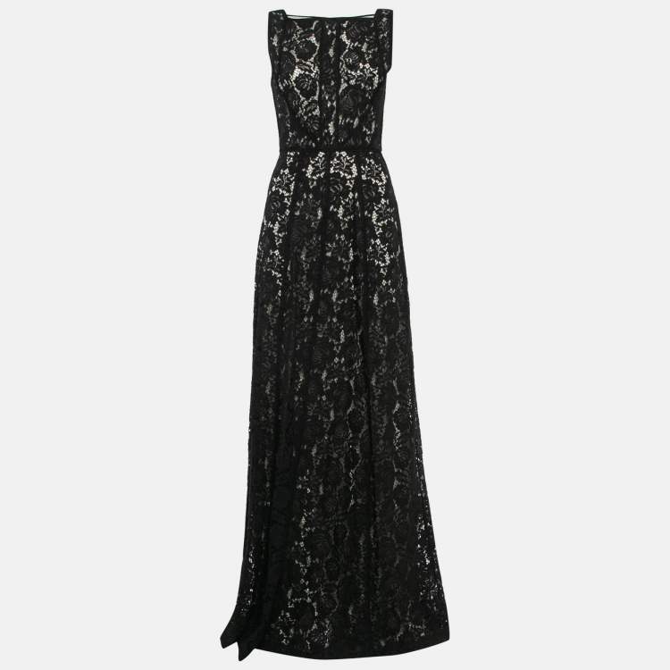 Pre Owned CH Carolina Herrera Black Lace Sleeveless Gown S
