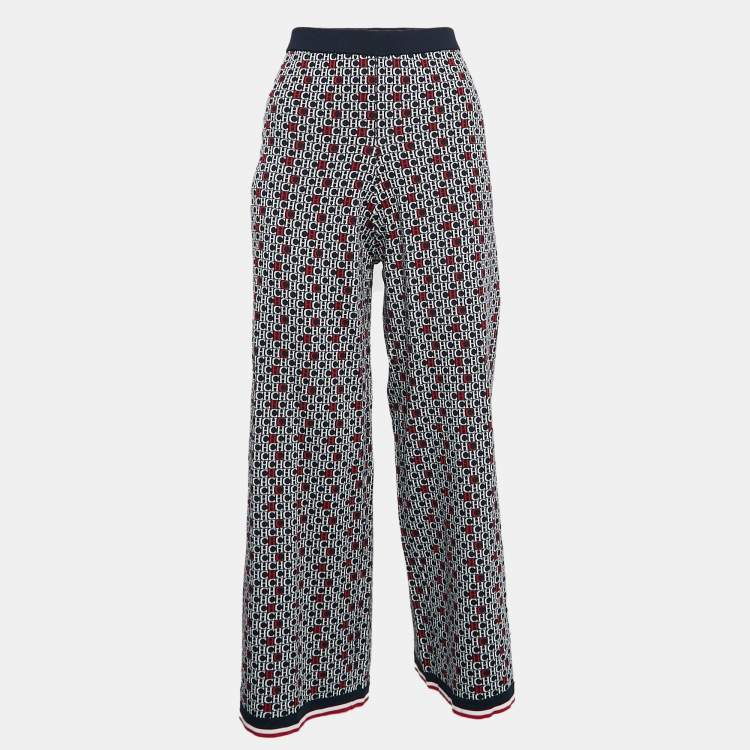 مملوكة مسبقًا CH Carolina Herrera Navy Blue Logo Jacquard Knit Pants M