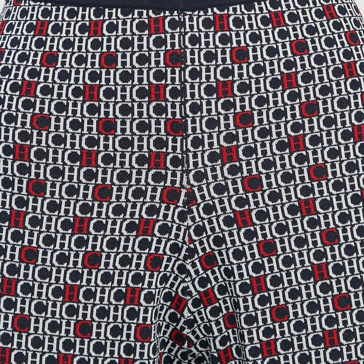 مملوكة مسبقًا CH Carolina Herrera Navy Blue Logo Jacquard Knit Pants M