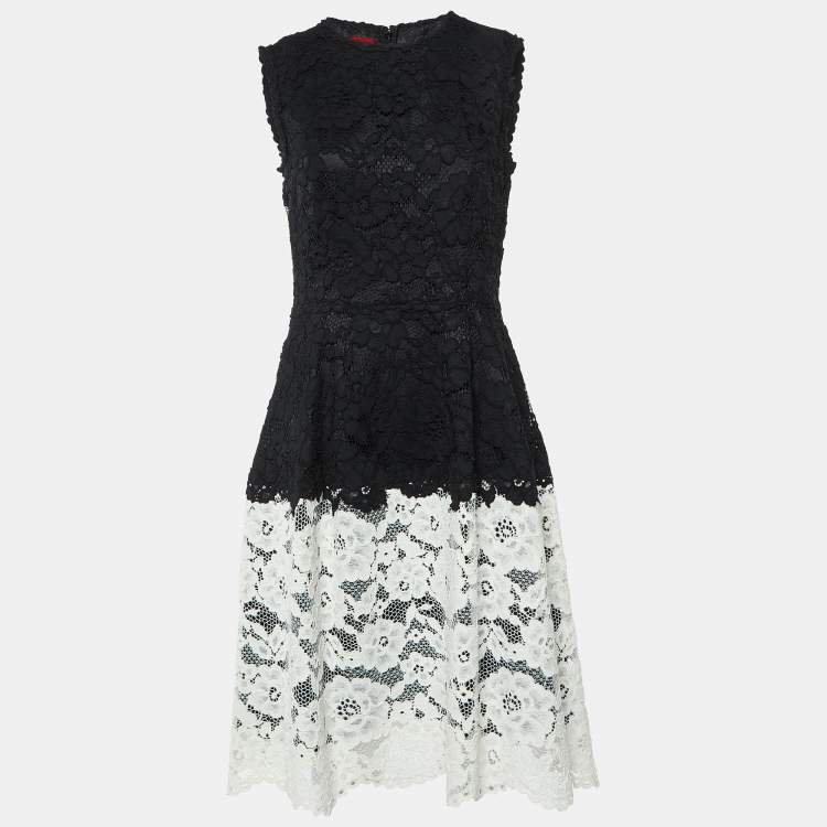 مملوكة مسبقًا CH Carolina Herrera Black/White Lace Sleeveless Dress M