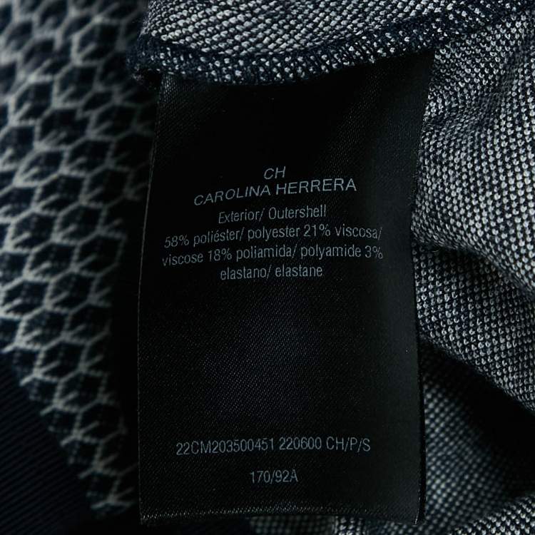 Pre Owned CH Carolina Herrera  Navy Blue Patterned Stretch Knit Top S